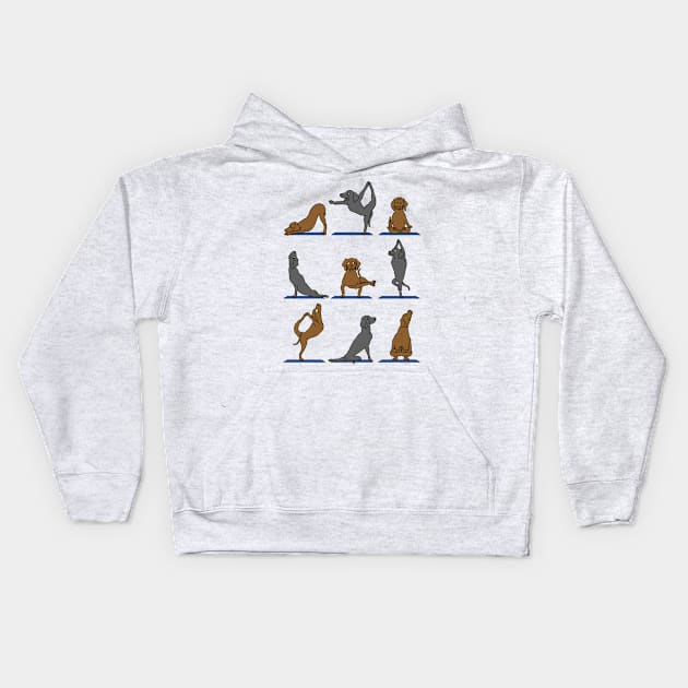 Vizsla Yoga Kids Hoodie by huebucket